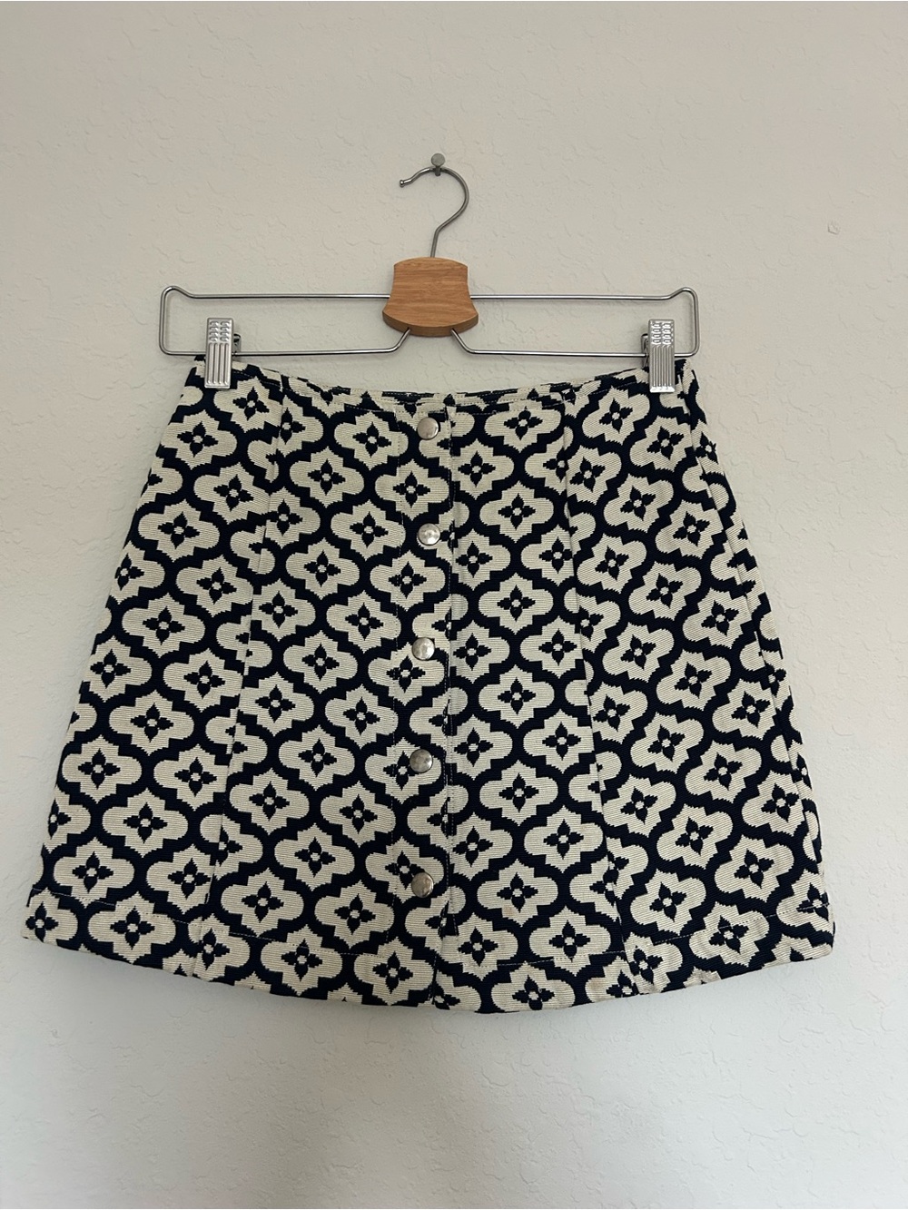 Topshop Women's Button-Front Patterned A-Line Skirt
